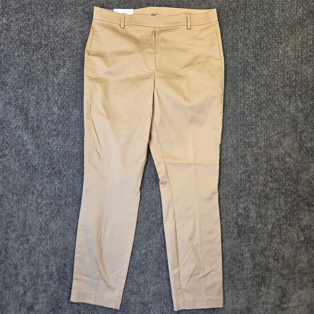 H&M Beige Career Office Slacks Women Size 12 Ankle Length Super Stretch